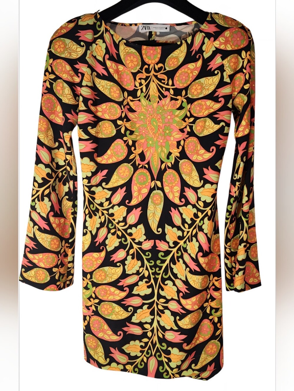 Zara Multicolor Retro Paisley Printed Open Back Mini Dress. Xs